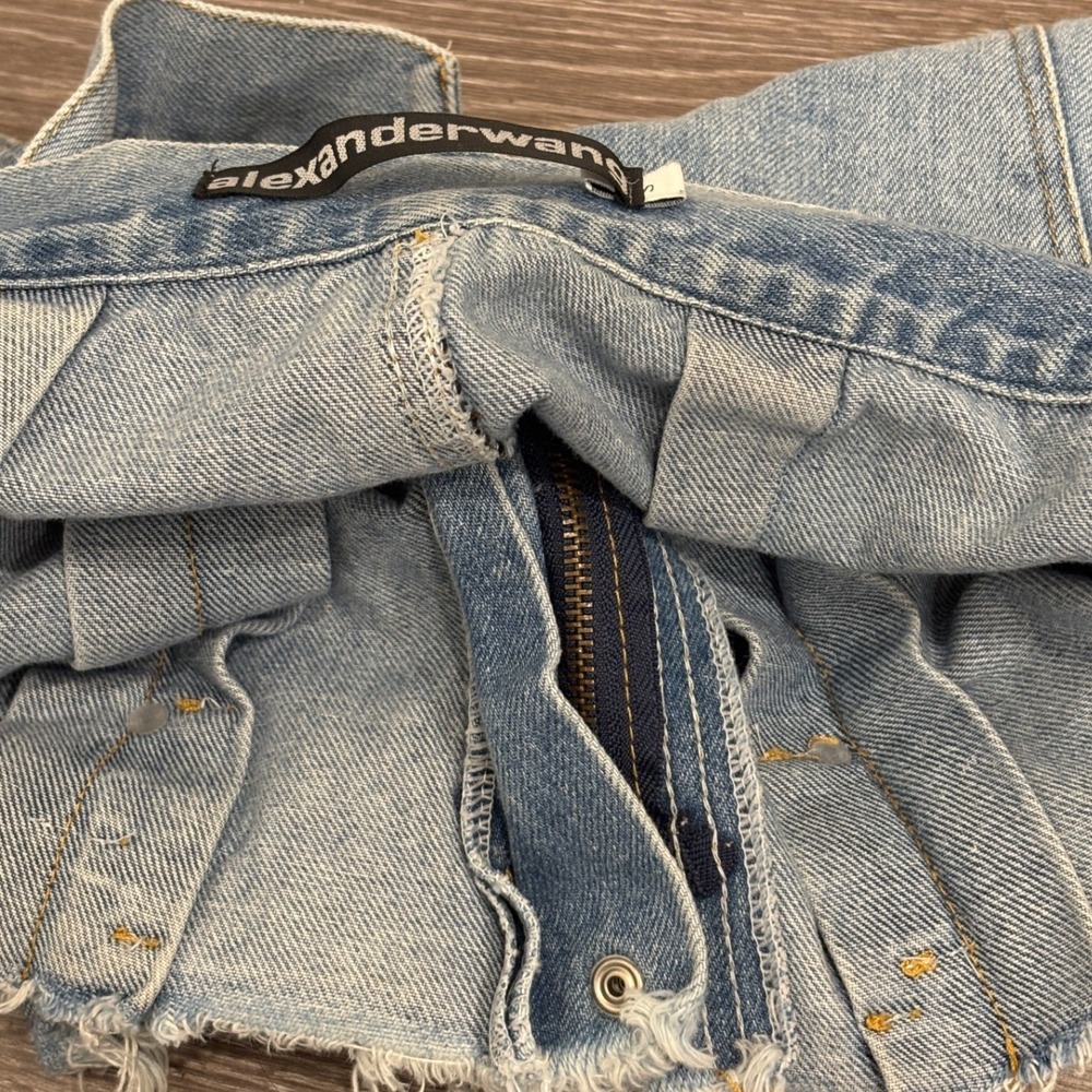 Alexander Wang Light Blue Distressed High-Waist Denim Shorts - Picture 16 of 16